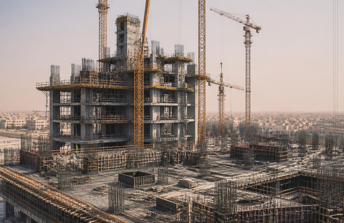 مشروع إنشائي تجاري قيد التنفيذ في الرياض